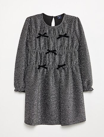 Robe en maille brillante avec noeuds fantaisie