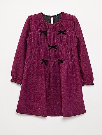 Robe en maille brillante avec noeuds fantaisie