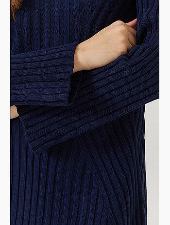 Robe en maille côtelée à col ras du cou lucci