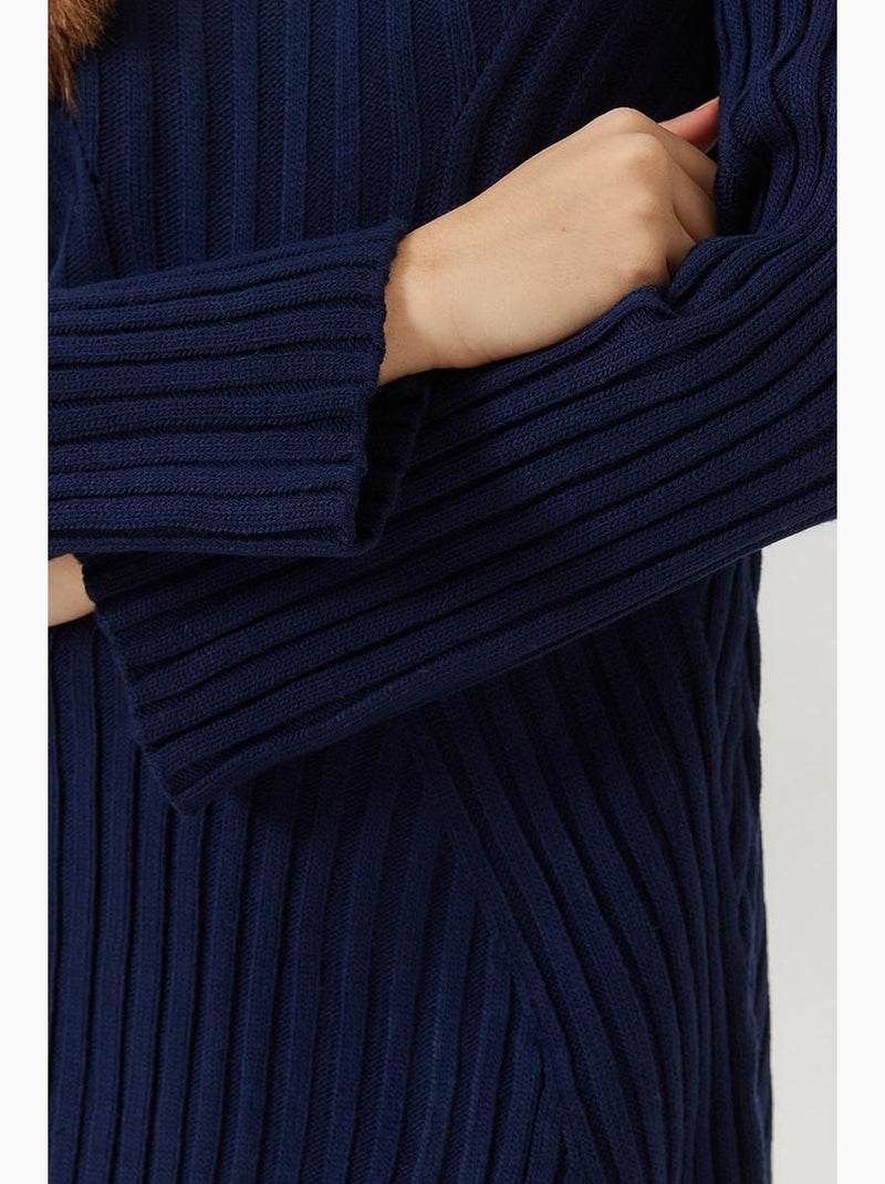 Robe en maille côtelée à col ras du cou lucci Bleu marine - Kiabi