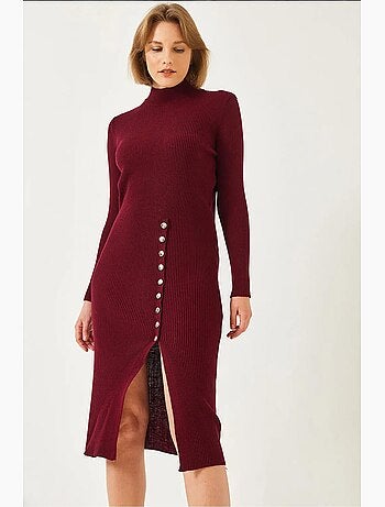 Robe en maille côtelée boutonnée lucci