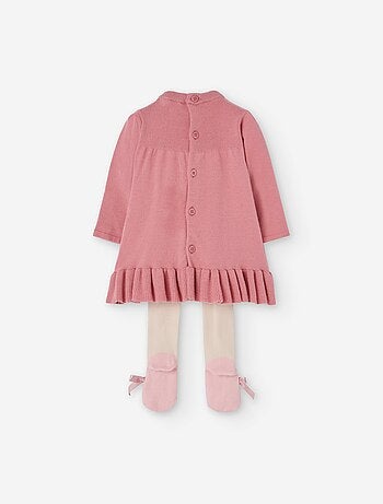 Robe en maille côtelée et collants