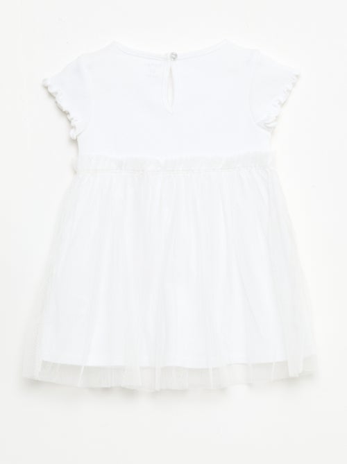 Robe en maille côtelée et tulle - Kiabi