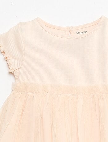 Robe en maille côtelée et tulle