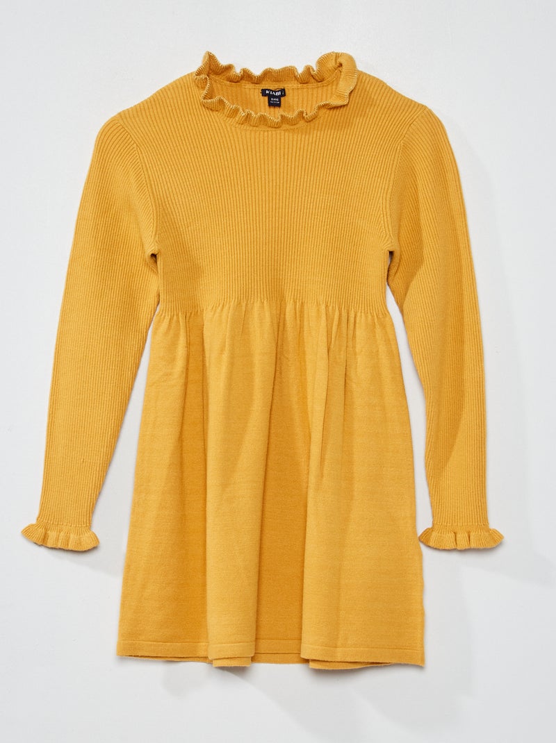 Robe en maille côtelée Jaune - Kiabi