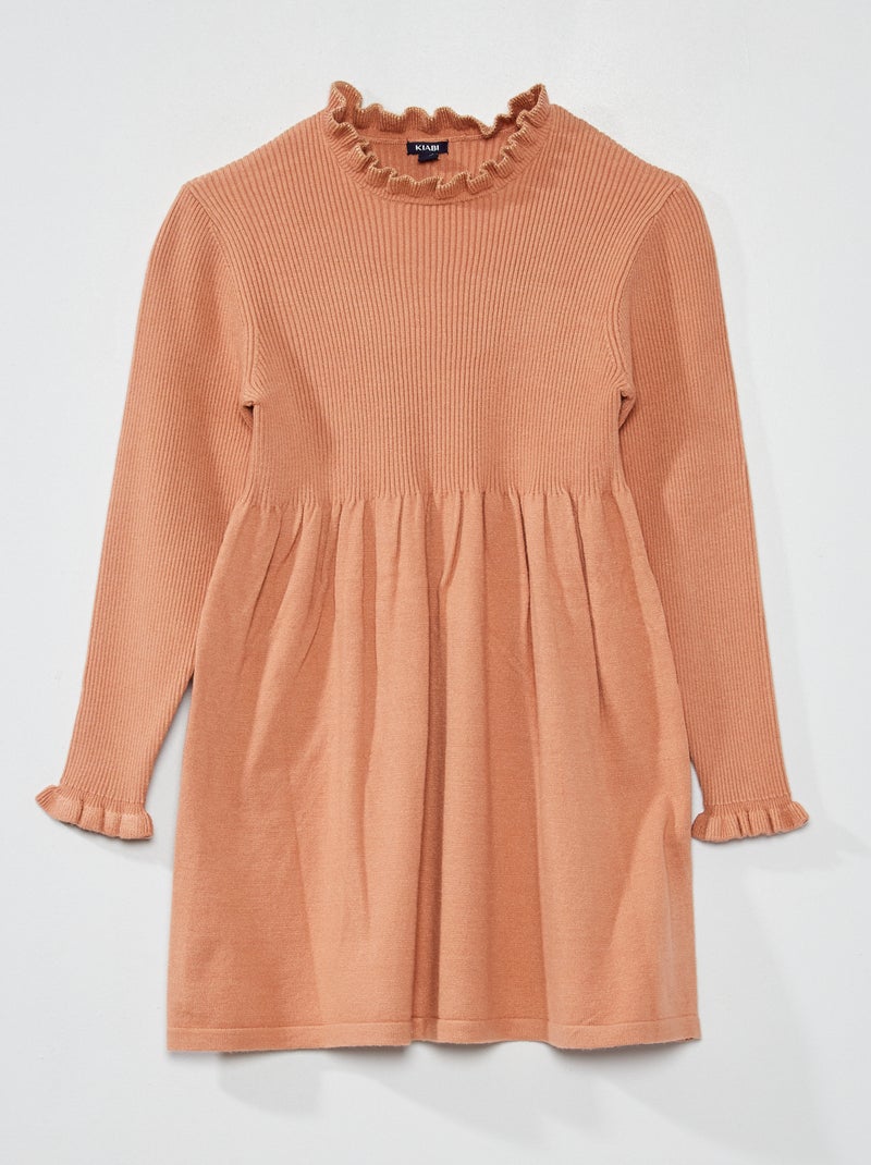 Robe en maille côtelée Rose clair - Kiabi