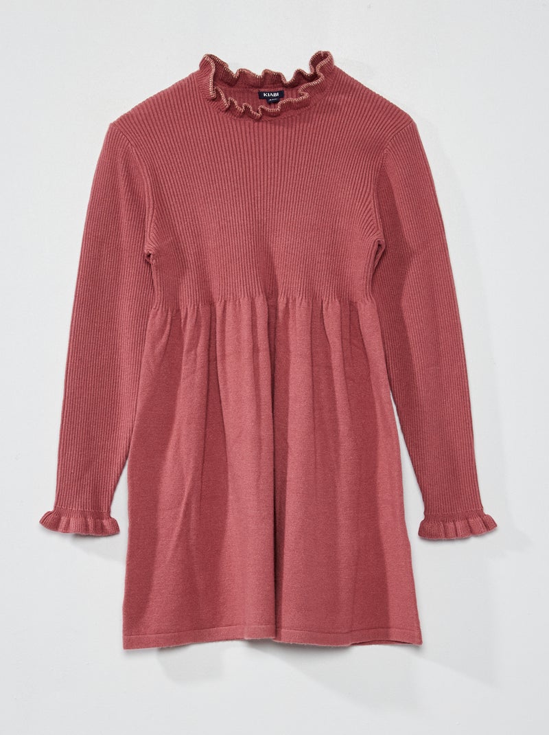 Robe en maille côtelée Rose foncé - Kiabi
