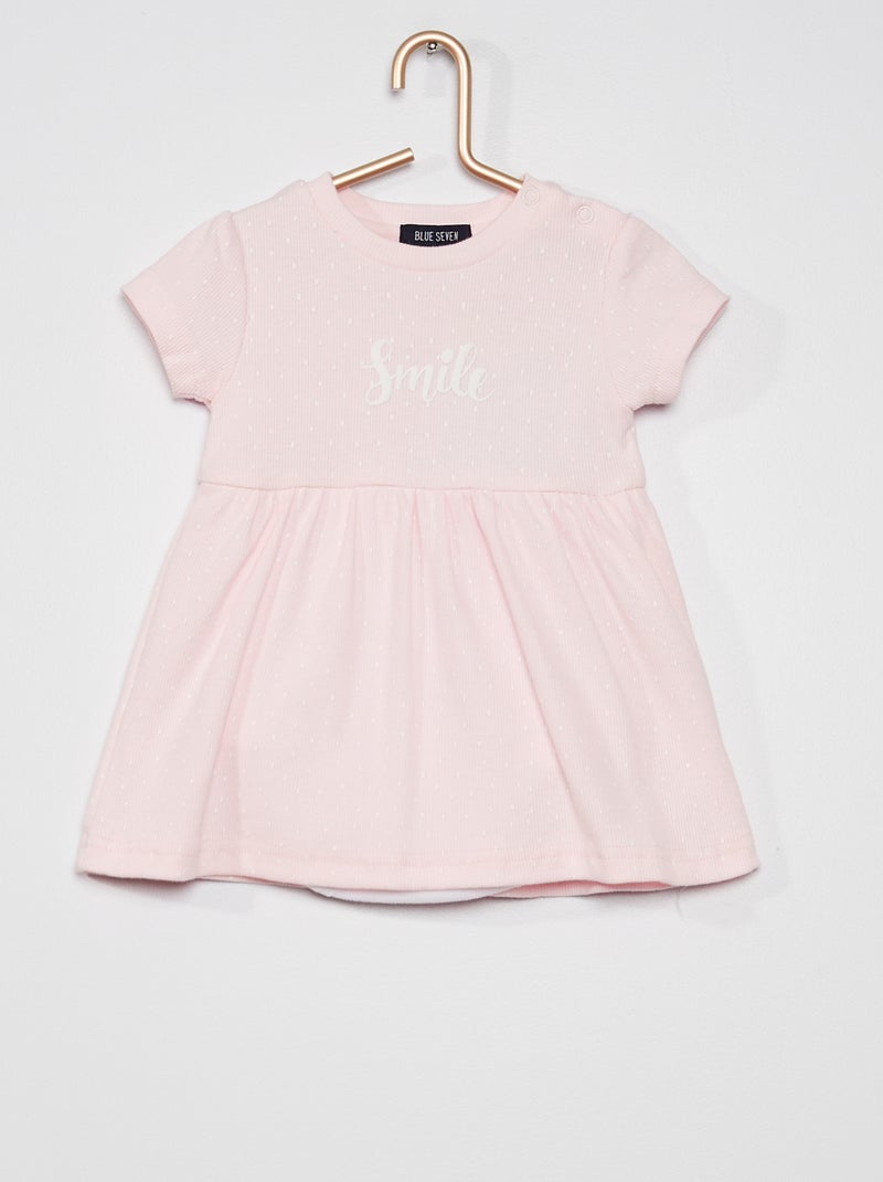 Robe en maille côtelée rose - Kiabi