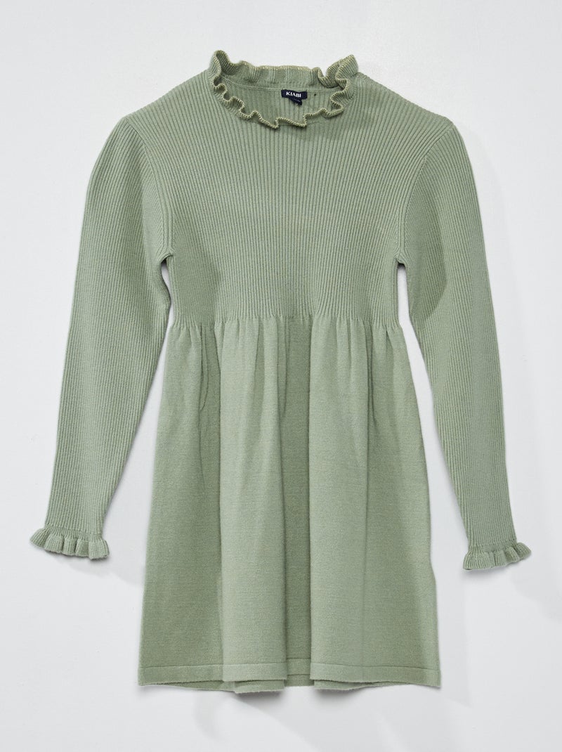 Robe en maille côtelée vert Vert - Kiabi