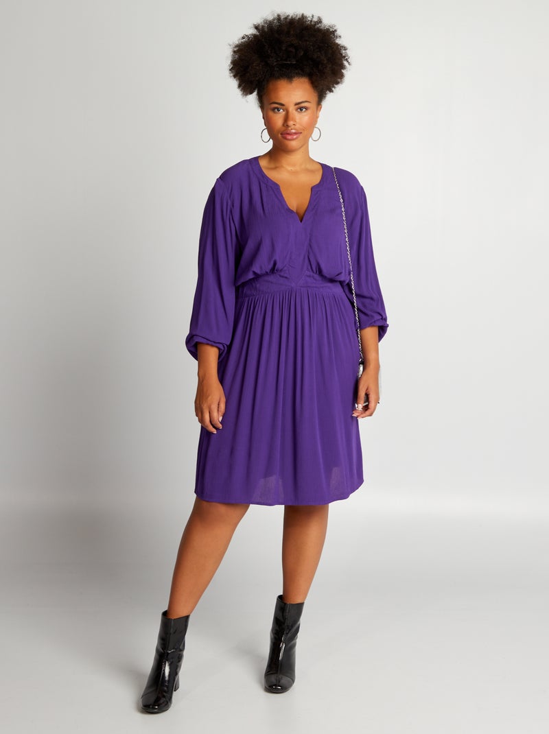 Robe en maille crêpe fluide Violet - Kiabi