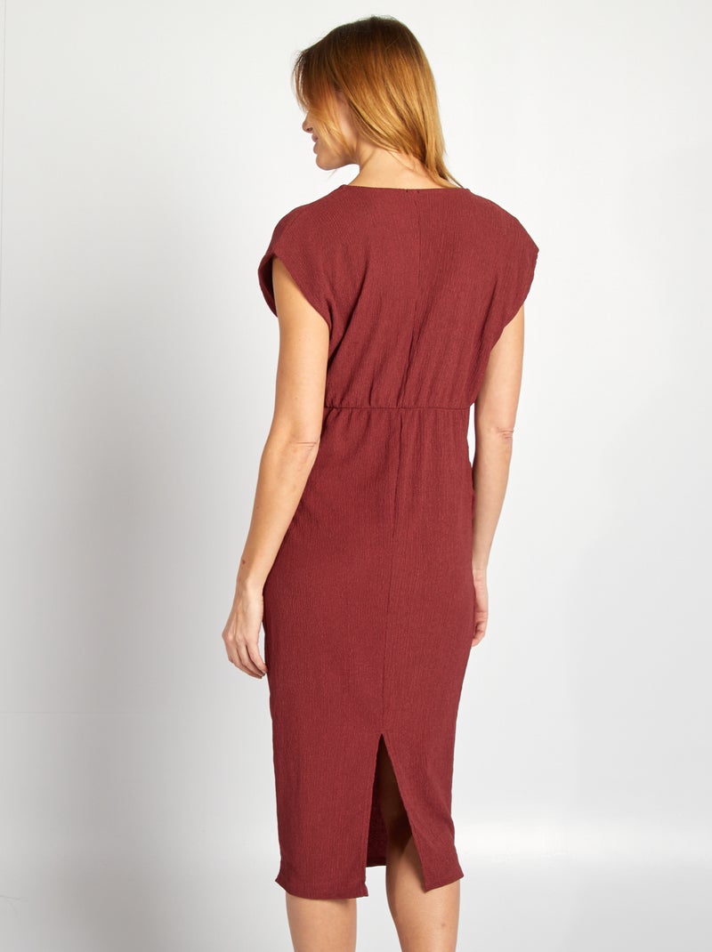 Robe en maille crêpe mi-longue Rouge - Kiabi