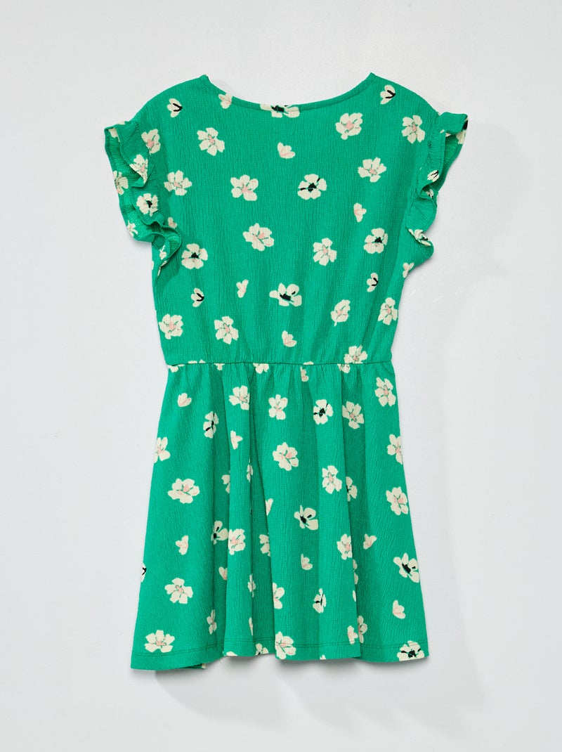 Robe en maille crêpée à motifs Vert - Kiabi