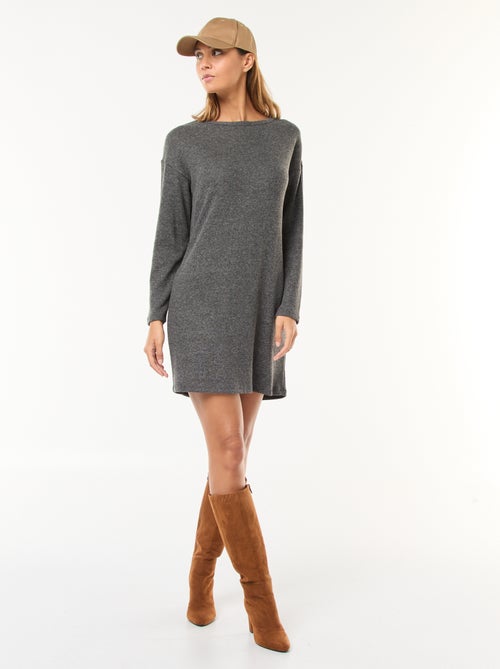 Robe en maille doudou à manches longues - Kiabi