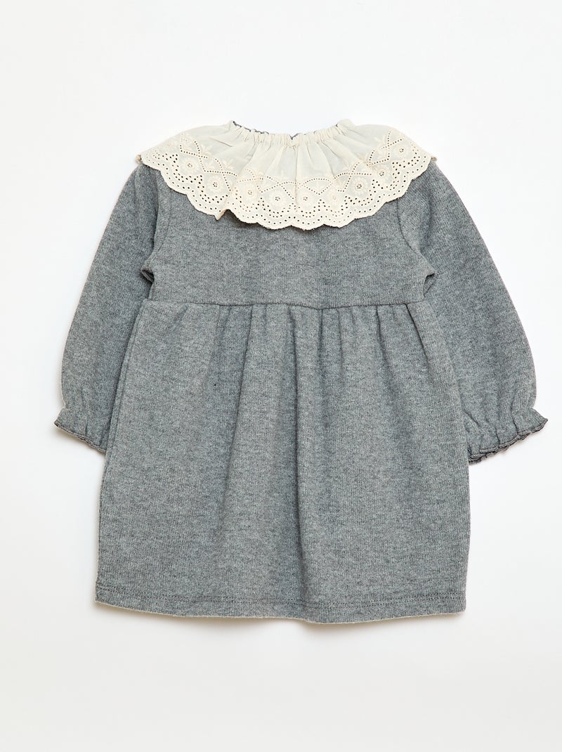 Robe en maille doudou avec col fantaisie Gris - Kiabi