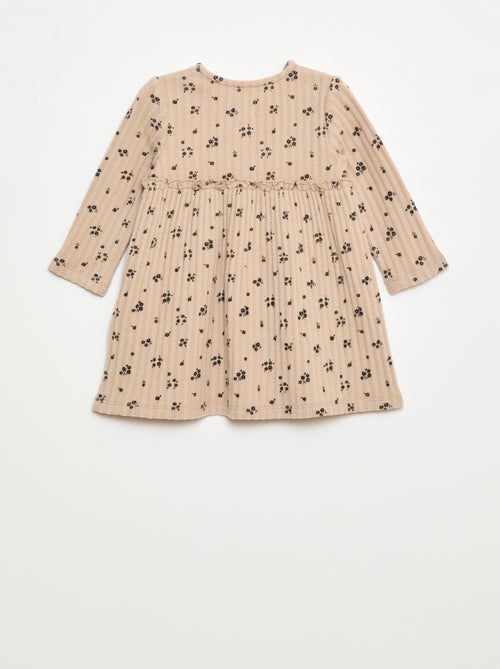 Robe en maille doudou côtelée avec col boutonné - Kiabi