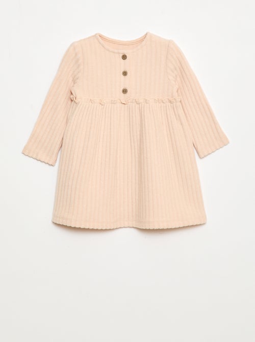 Robe en maille doudou côtelée avec col boutonné - Kiabi