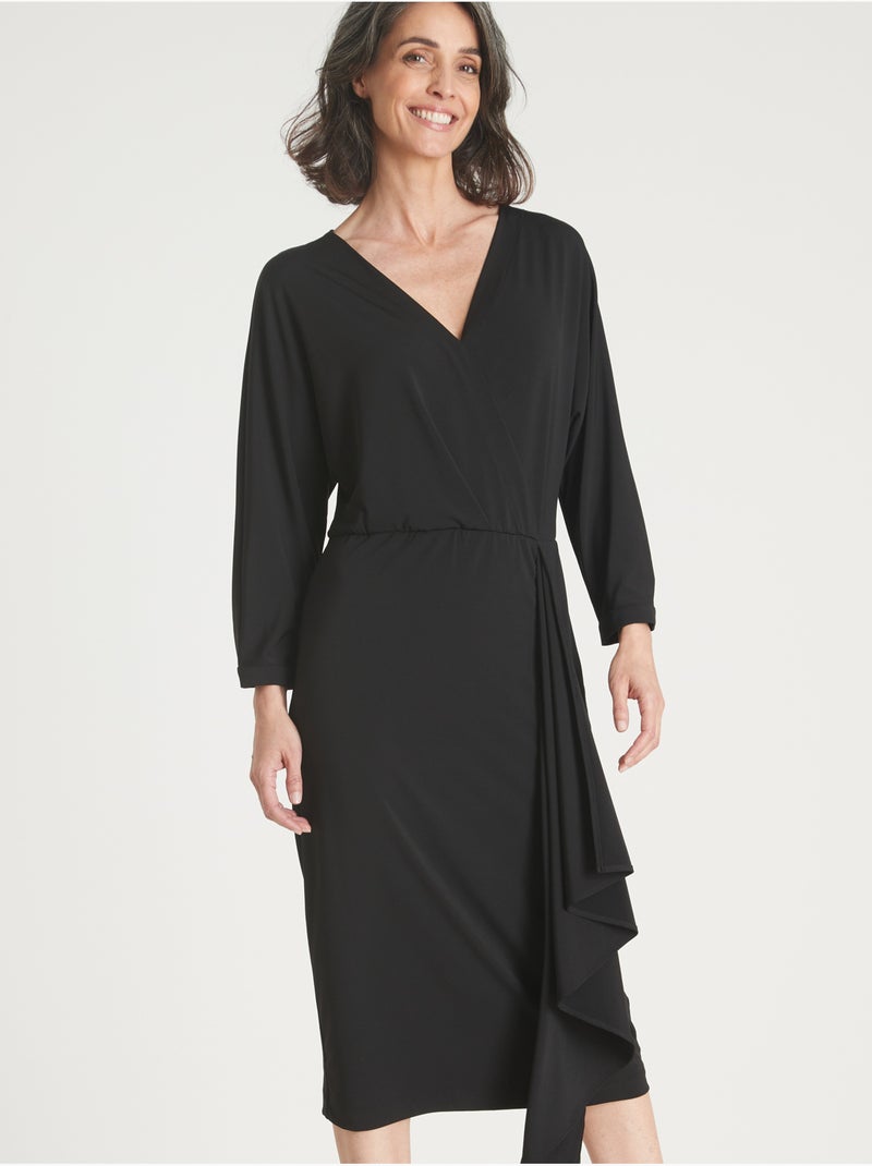 Robe en maille effet drapé - DAXON Noir Noir - Kiabi