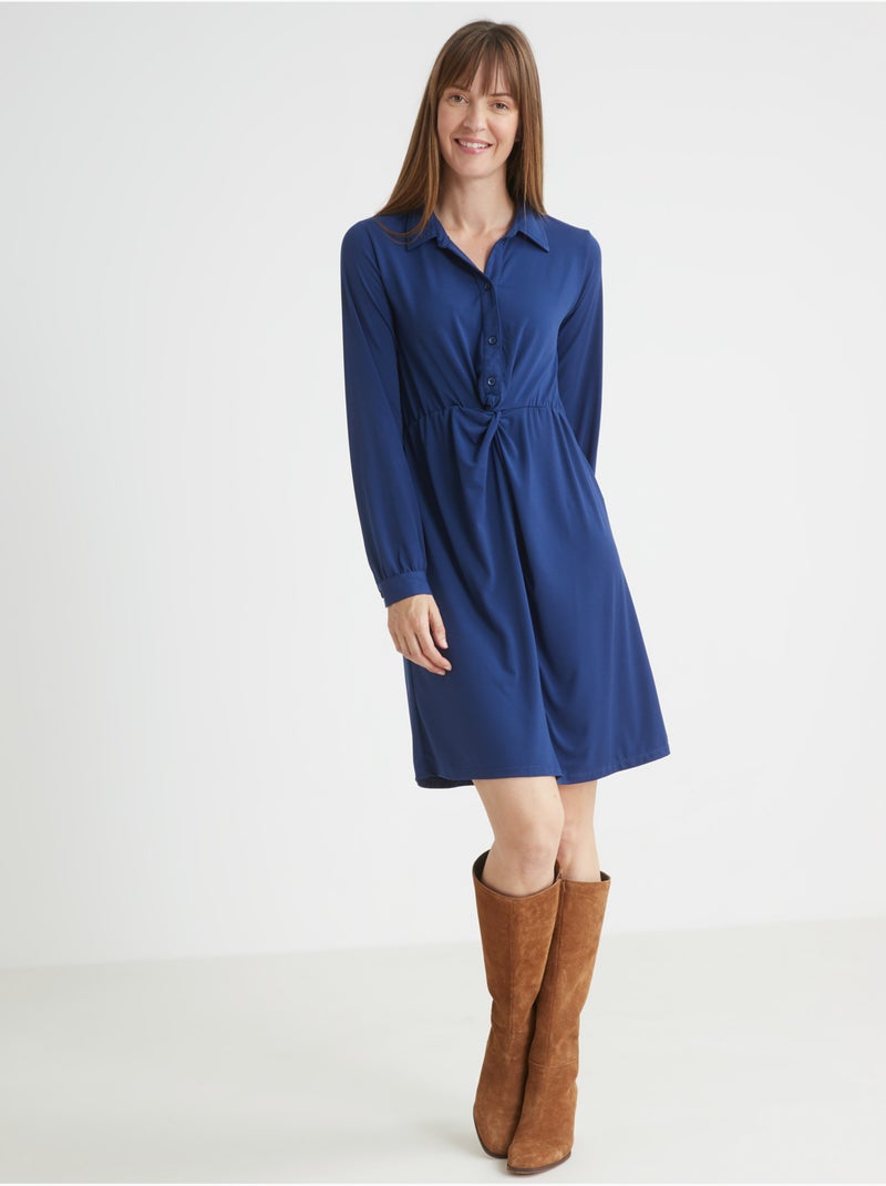 Robe en maille effet noué - DAXON Bleu marine - Kiabi