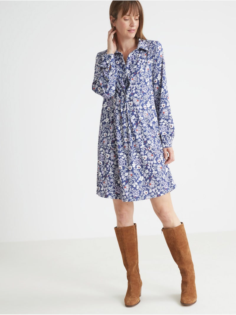 Robe en maille effet noué - DAXON Bleu Multicolore - Kiabi