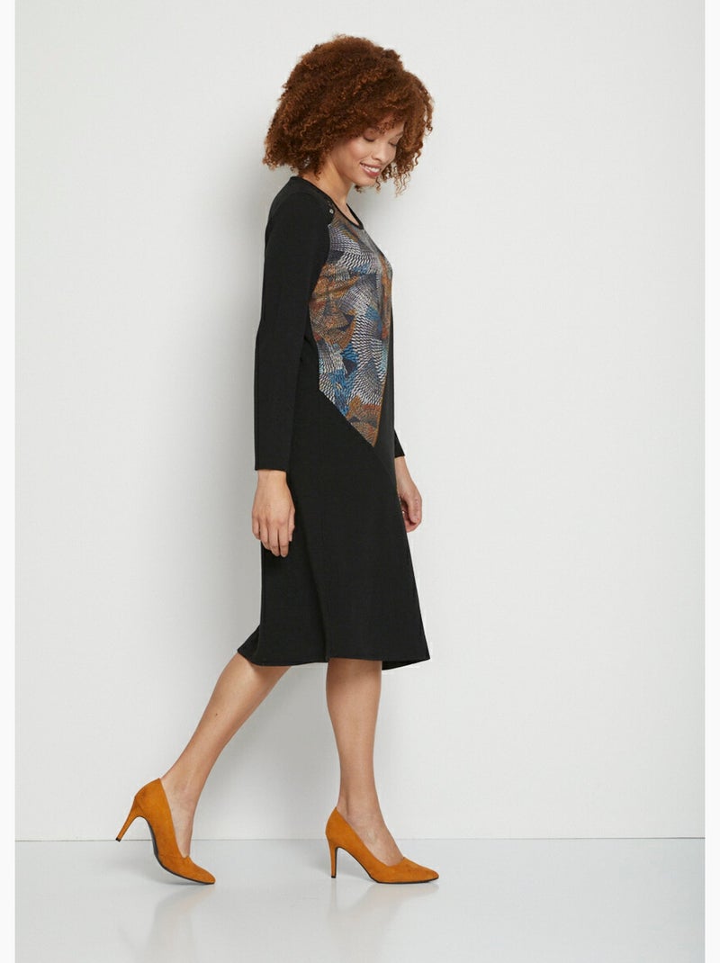 Robe en maille empiècements asymétriques Bleu - Kiabi