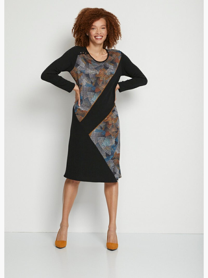 Robe en maille empiècements asymétriques Bleu - Kiabi