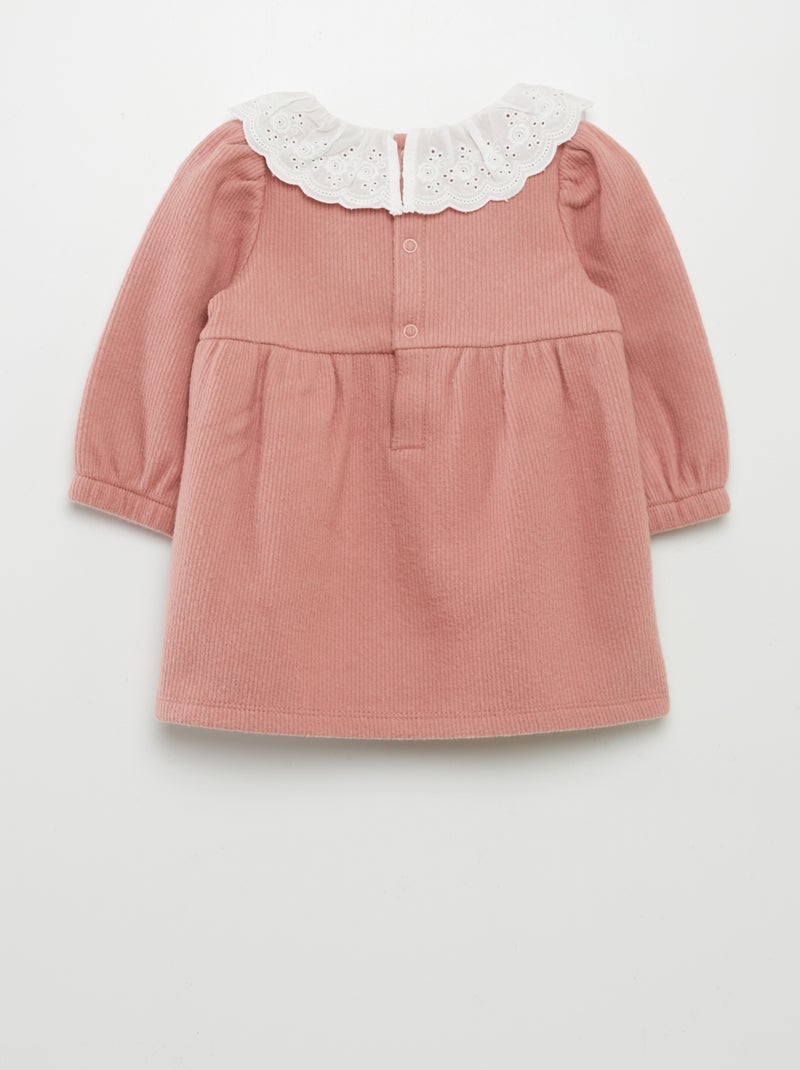 Robe en maille épaisse côtelée Rose - Kiabi