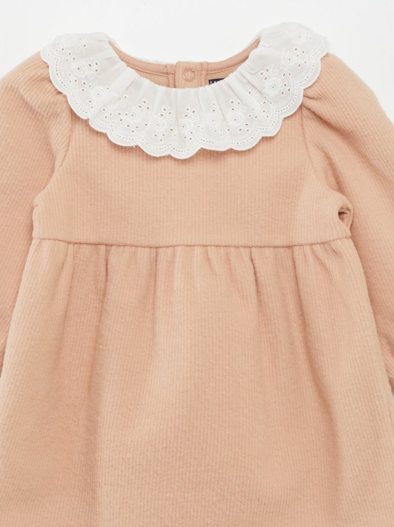 Robe en maille épaisse côtelée Rose - Kiabi