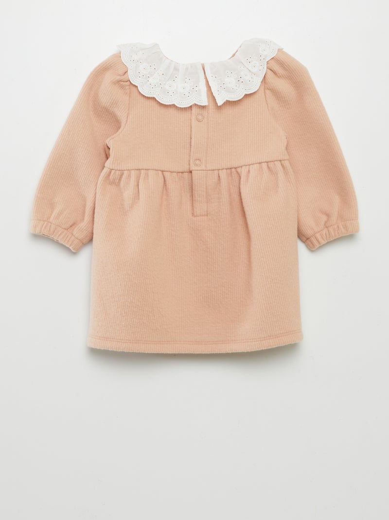 Robe en maille épaisse côtelée Rose - Kiabi