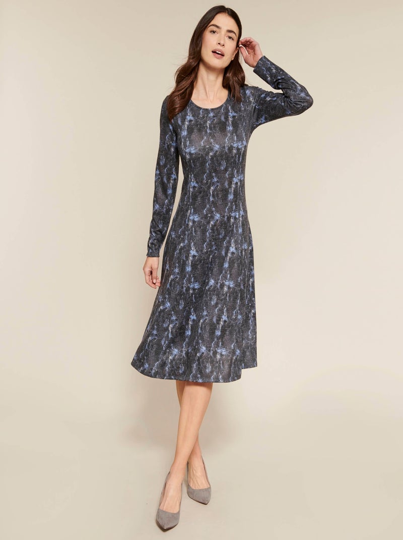 Robe en maille évasée  - damart Bleu - Kiabi