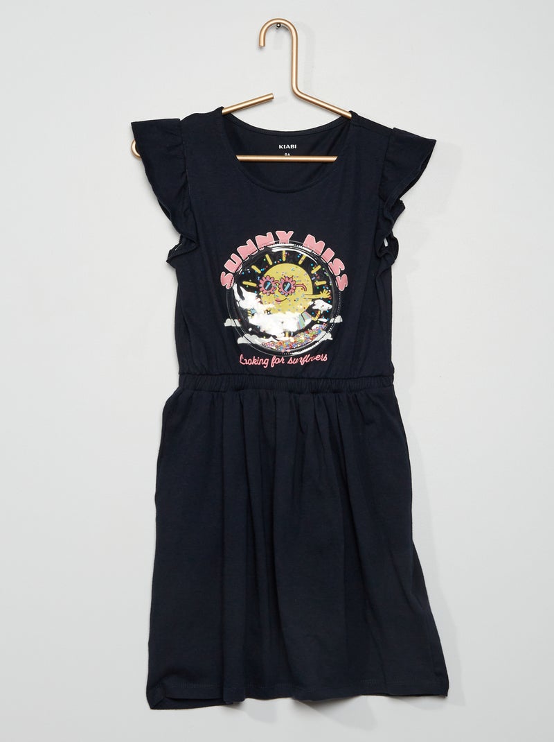 Robe en maille fantaisie bleu marine - Kiabi