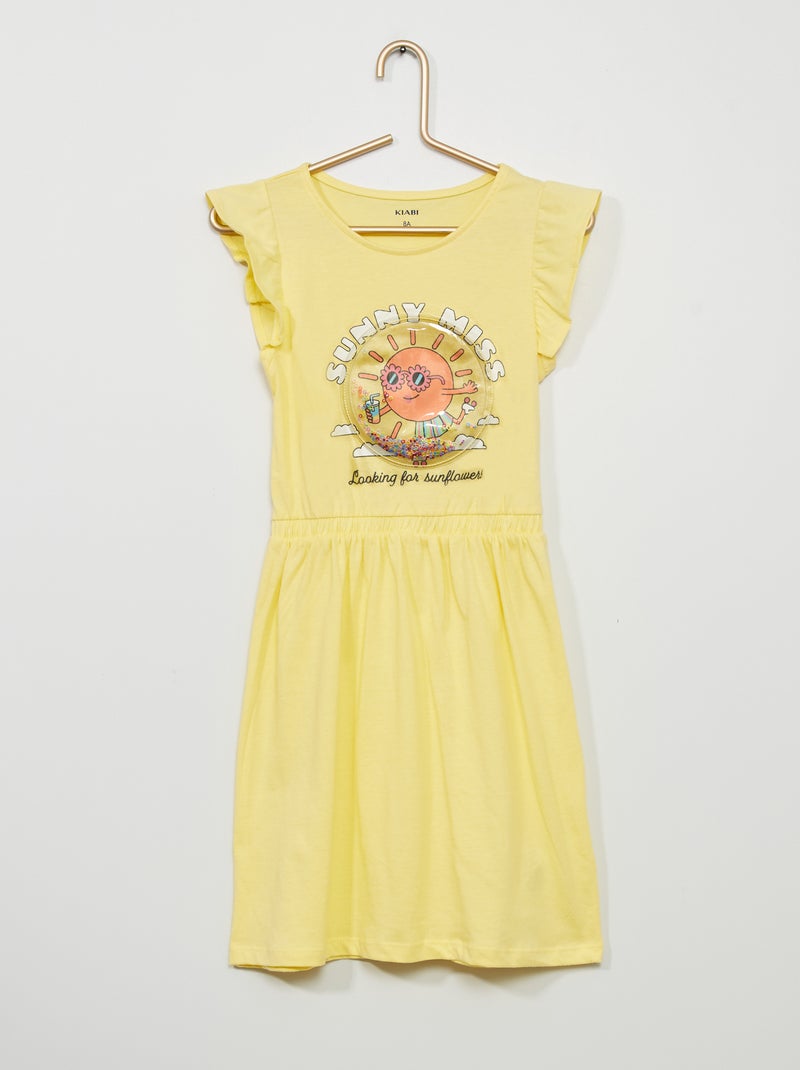 Robe en maille fantaisie Jaune 'soleil' - Kiabi