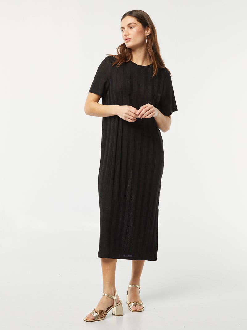 Robe en maille fine noir - Kiabi