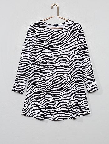Robe en maille fluide stretch imprimée 'zèbre'