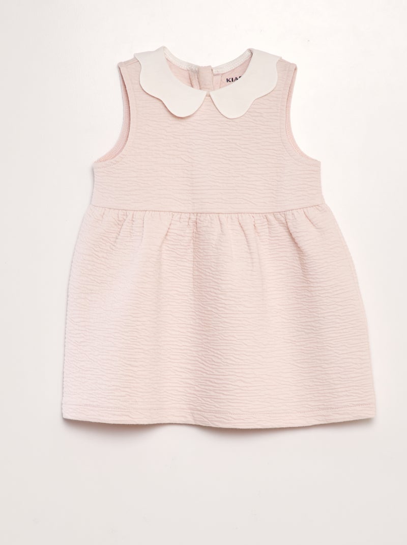 Robe en maille froissée à col claudine Rose - Kiabi