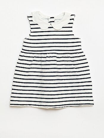 Robe en maille froissée avec col en popeline