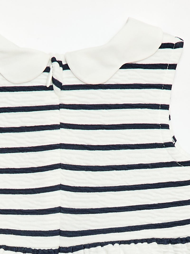 Robe en maille froissée avec col en popeline Blanc - Kiabi