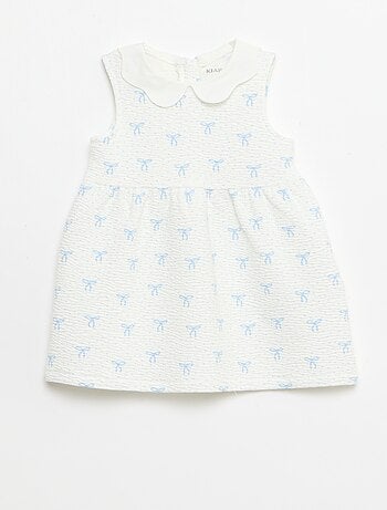 Robe en maille froissée avec col en popeline