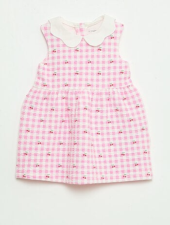 Robe en maille froissée avec col en popeline