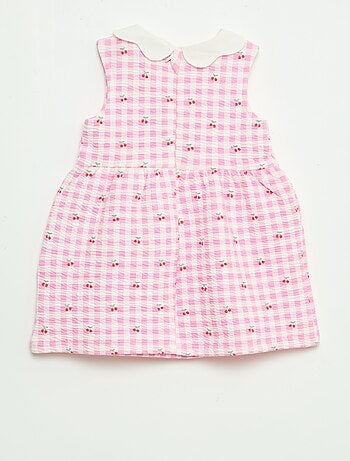 Robe en maille froissée avec col en popeline