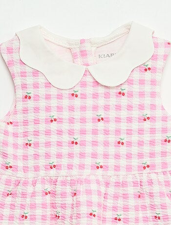 Robe en maille froissée avec col en popeline