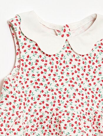 Robe en maille froissée avec col en popeline