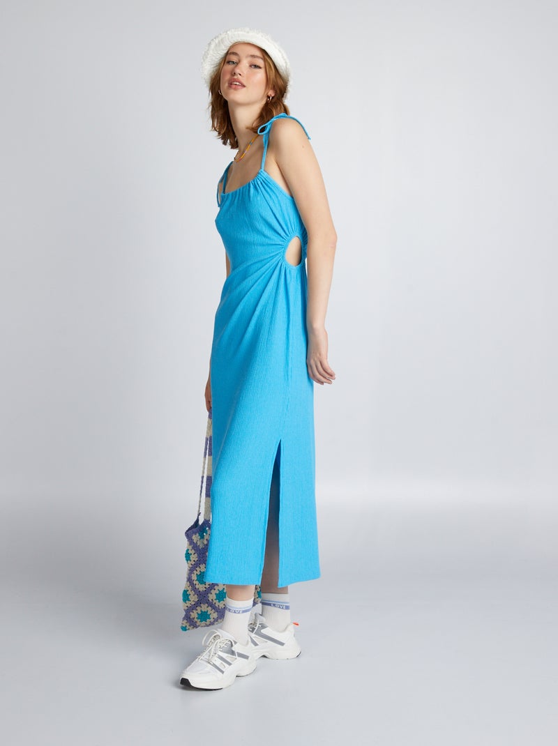 Robe en maille gaufrée Bleu - Kiabi
