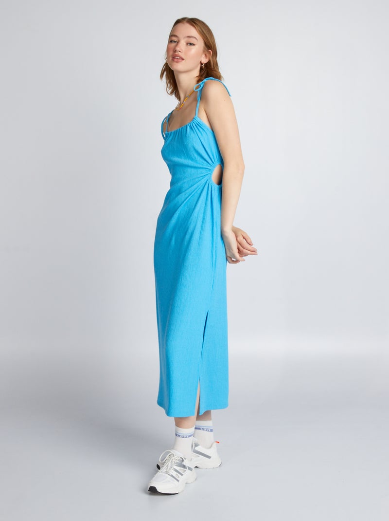 Robe en maille gaufrée Bleu - Kiabi