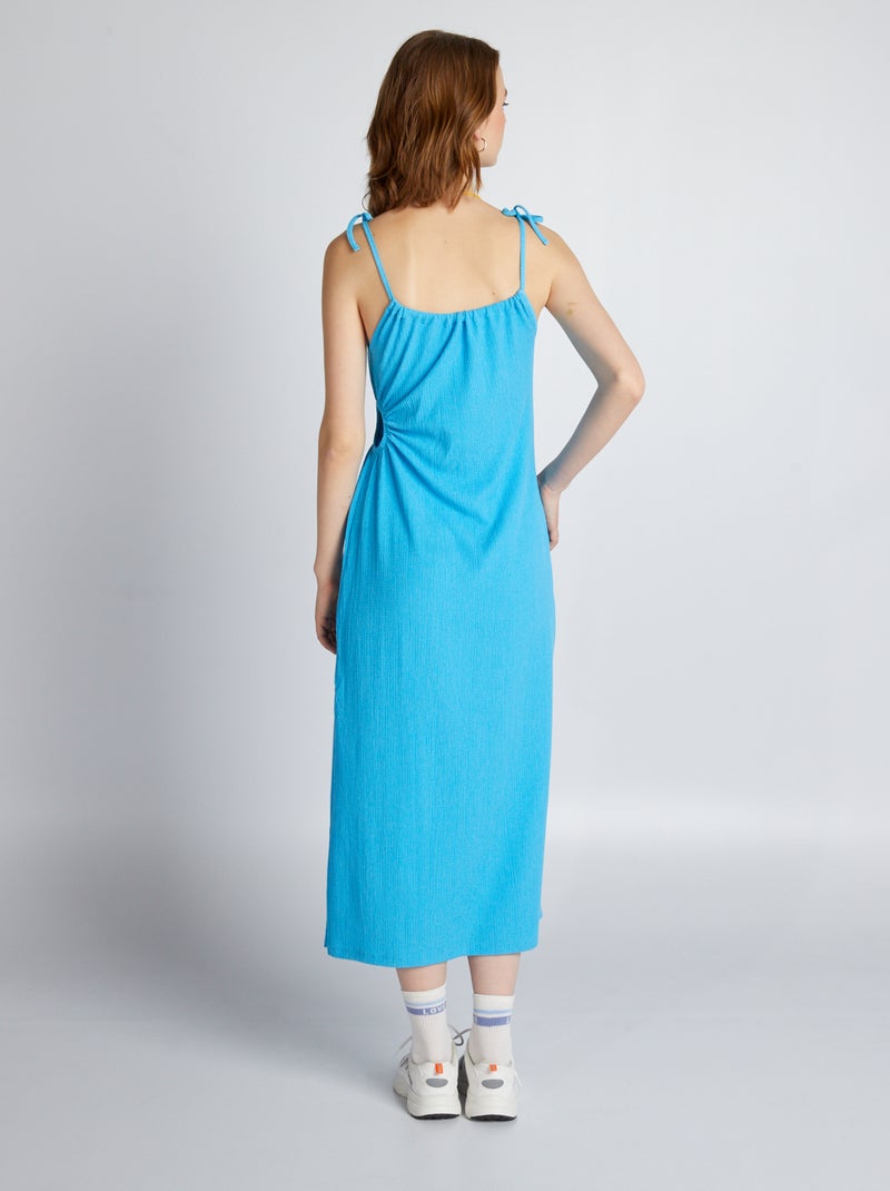 Robe en maille gaufrée Bleu - Kiabi