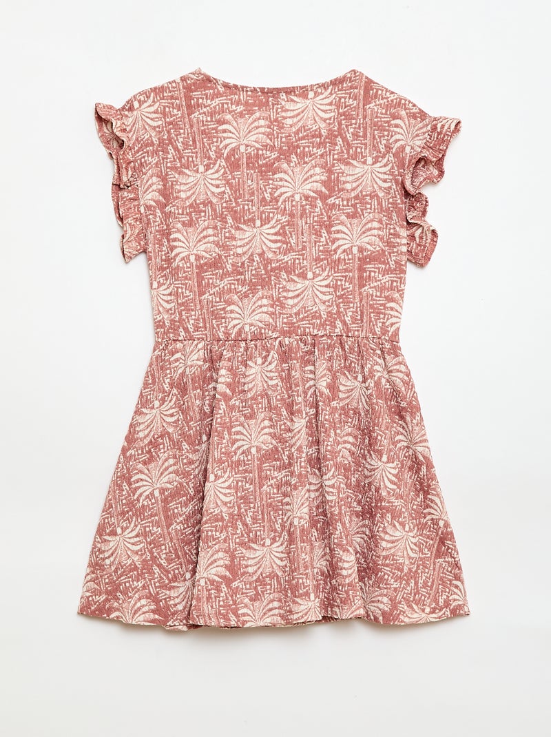 Robe en maille gaufrée boutonnée sur le devant Rose - Kiabi