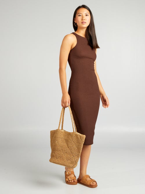 Robe en maille gaufrée et emmanchures américaines - Kiabi