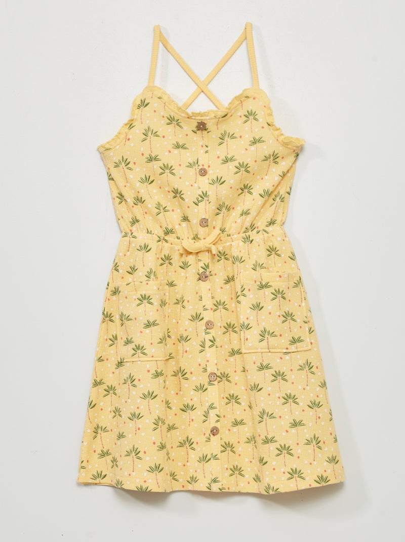 Robe en maille gaufrée Jaune - Kiabi