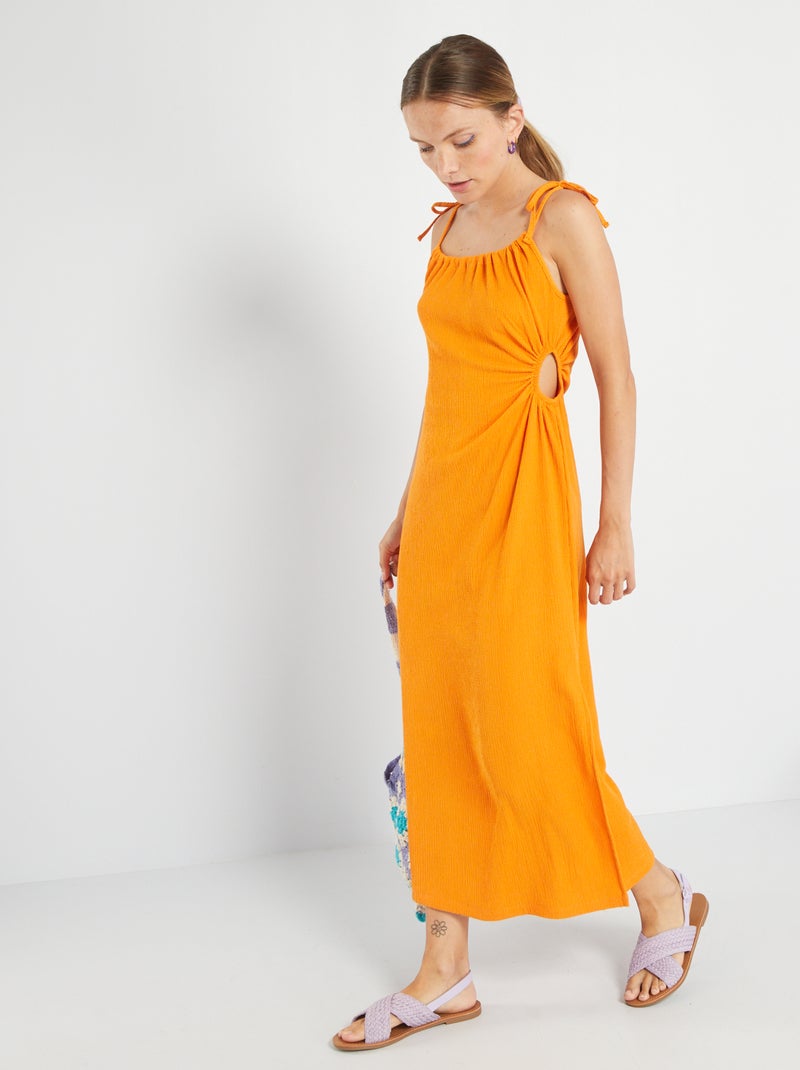 Robe en maille gaufrée Orange - Kiabi