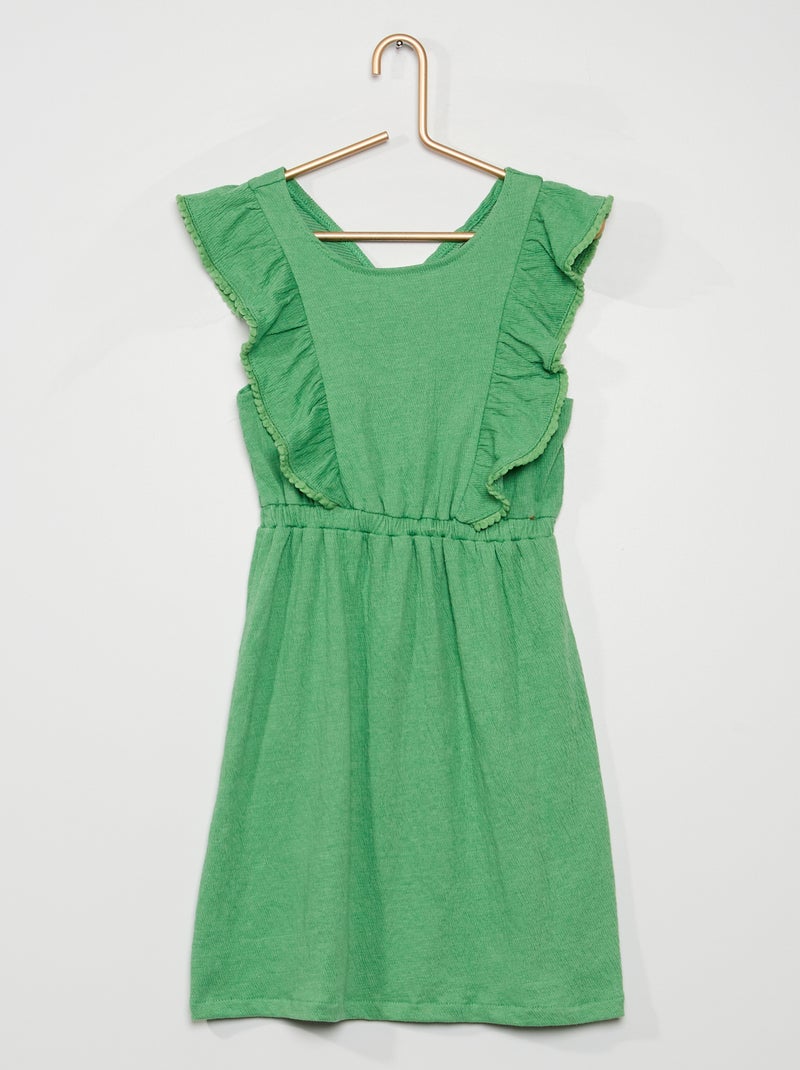 Robe en maille gaufrée vert - Kiabi