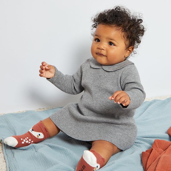 Robe En Maille Bebe Fille Gris Kiabi 12 00